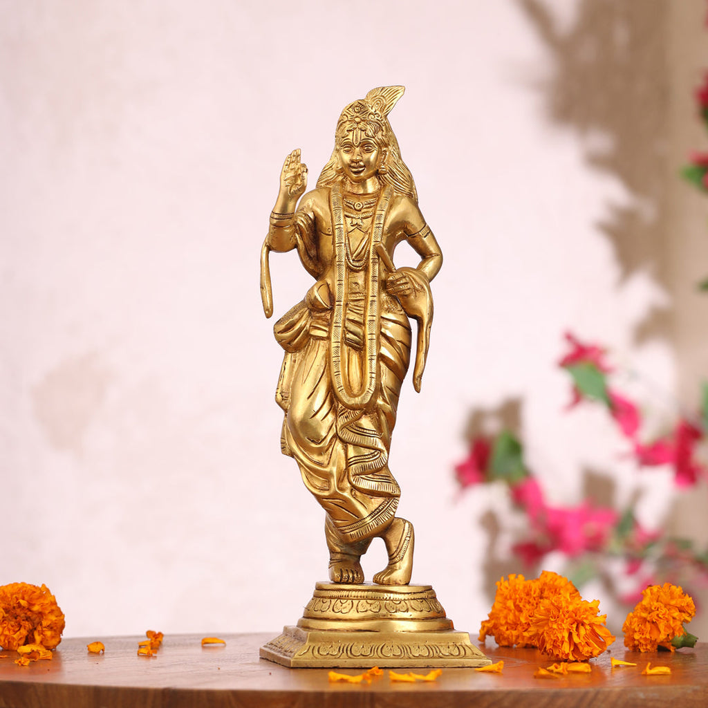 Brass Standing Krishna Idol (12.5 Inch) Vedansh Craft