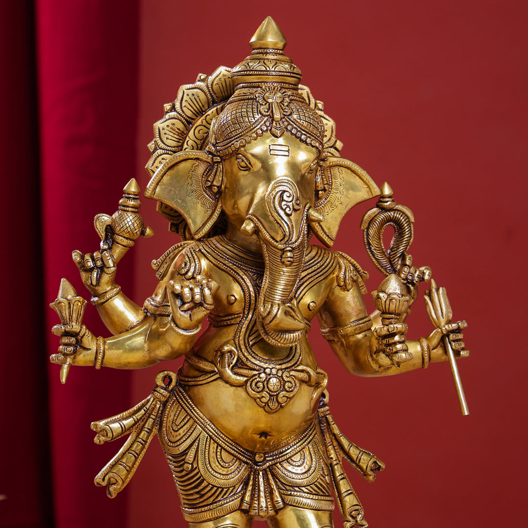 Brass Superfine Standing Ganesha Statue (26 Inch) Vedansh Craft