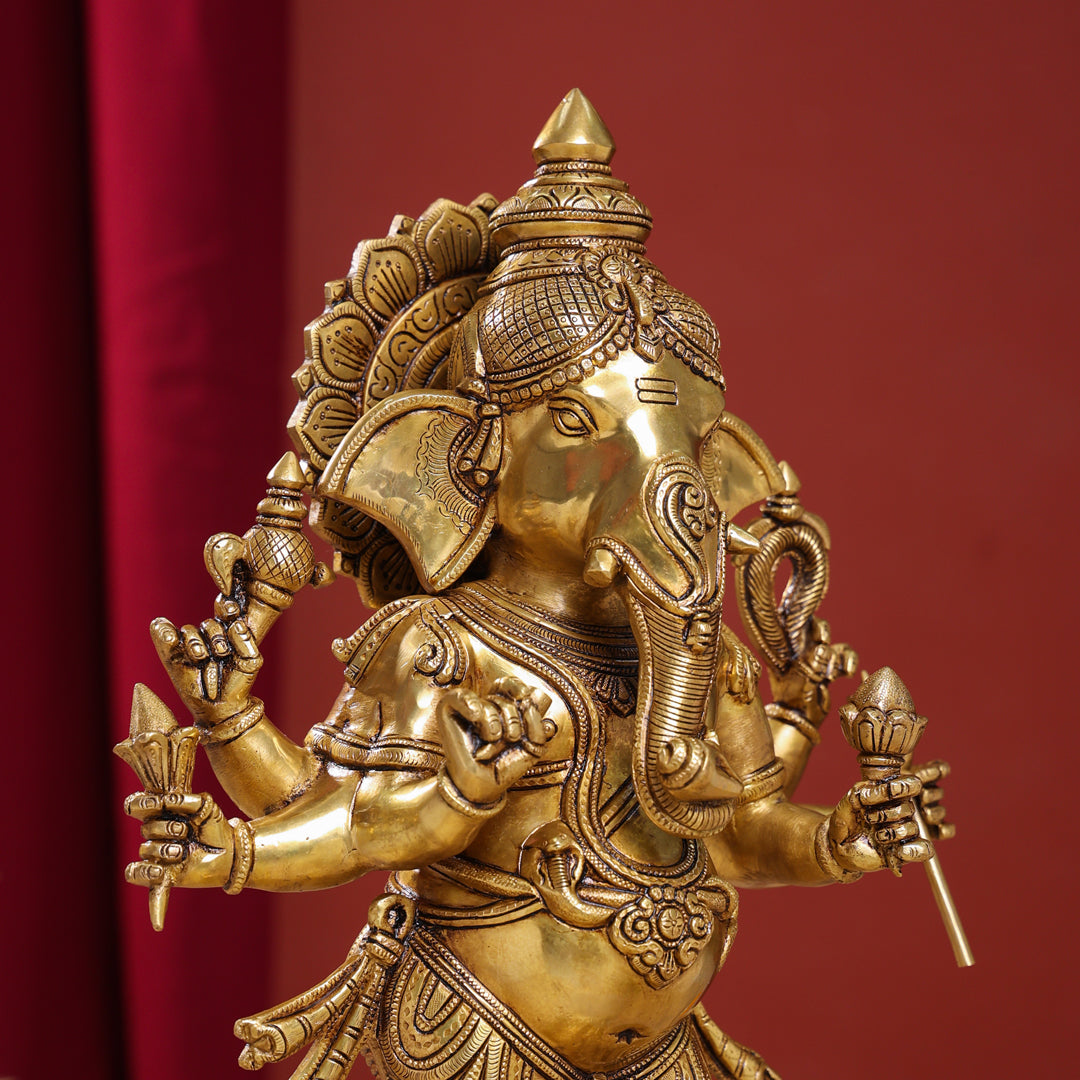 Brass Superfine Standing Ganesha Statue (26 Inch) Vedansh Craft