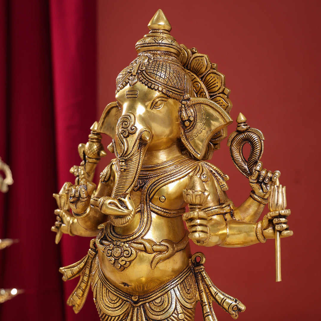 Brass Superfine Standing Ganesha Statue (26 Inch) Vedansh Craft