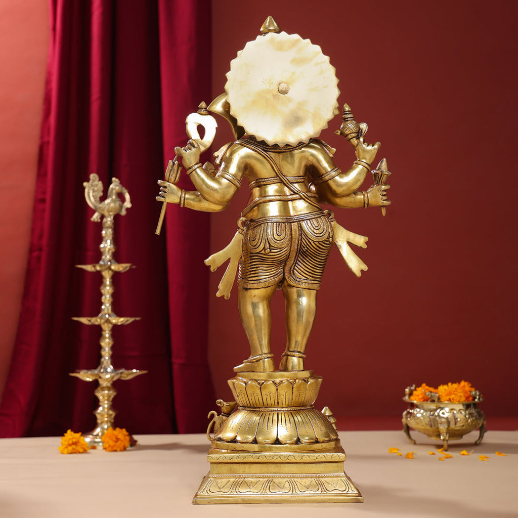 Brass Superfine Standing Ganesha Statue (26 Inch) Vedansh Craft