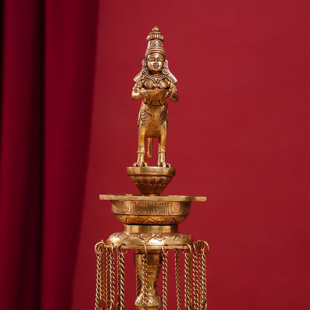 Brass Superfine Kamdhenu Long Lamp (33 Inch) Vedansh Craft