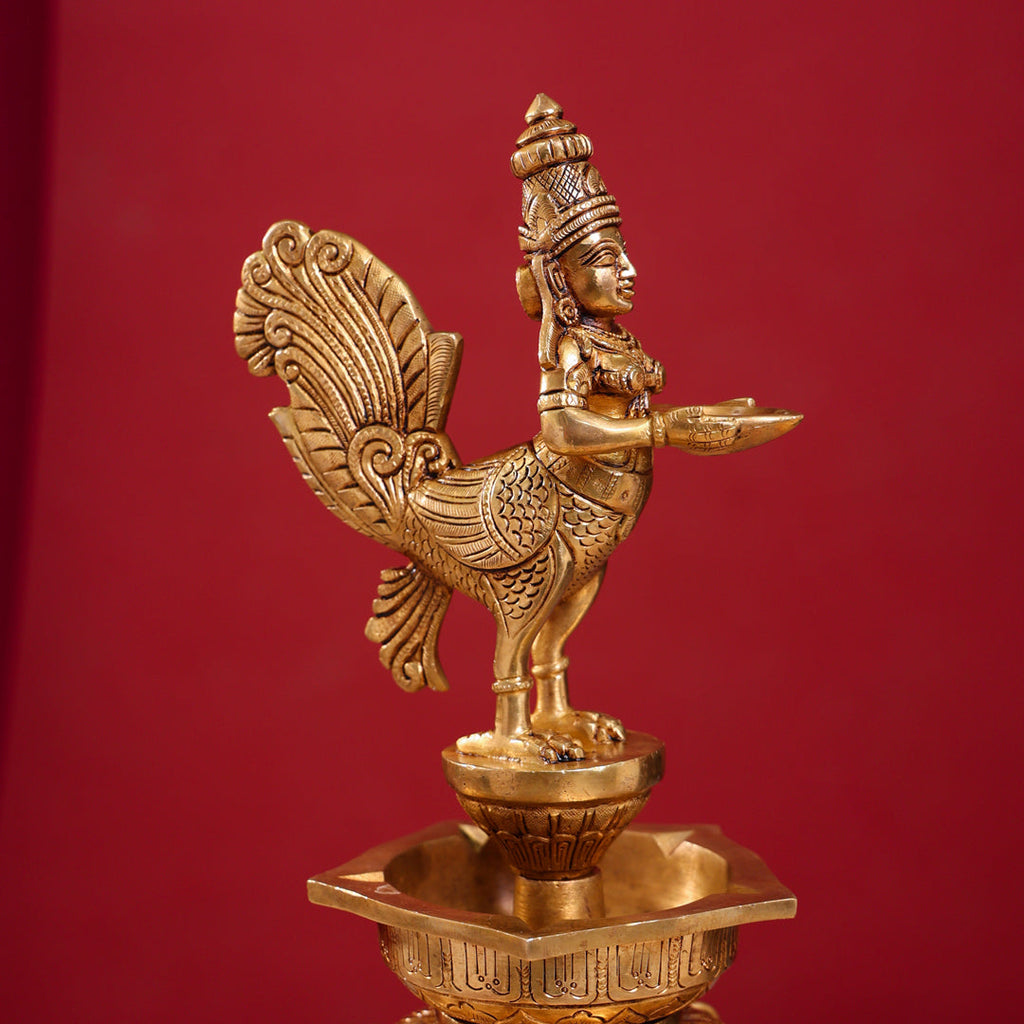 Brass Superfine Kamdhenu Long Lamp (33 Inch) Vedansh Craft