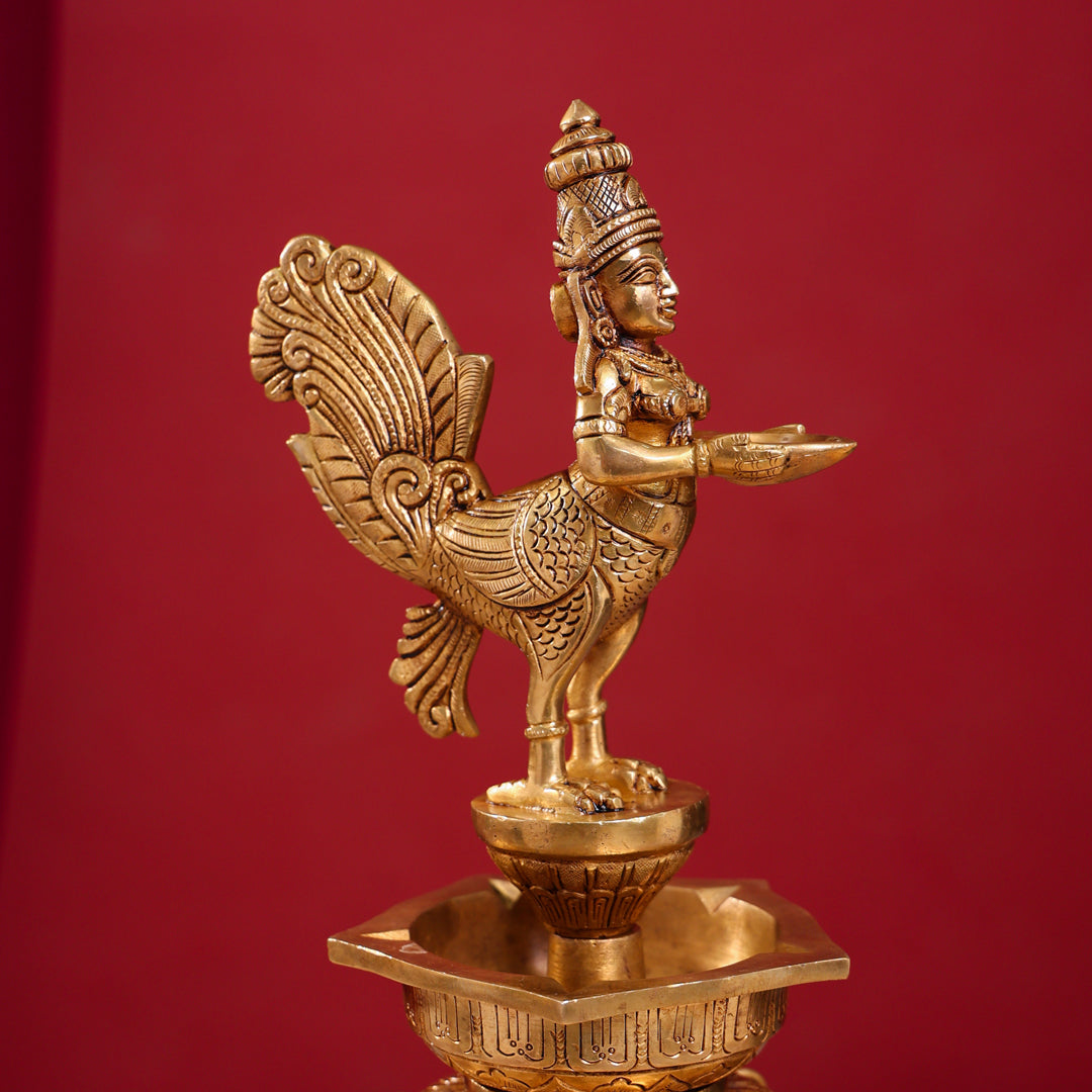 Brass Superfine Kamdhenu Long Lamp (33 Inch) Vedansh Craft