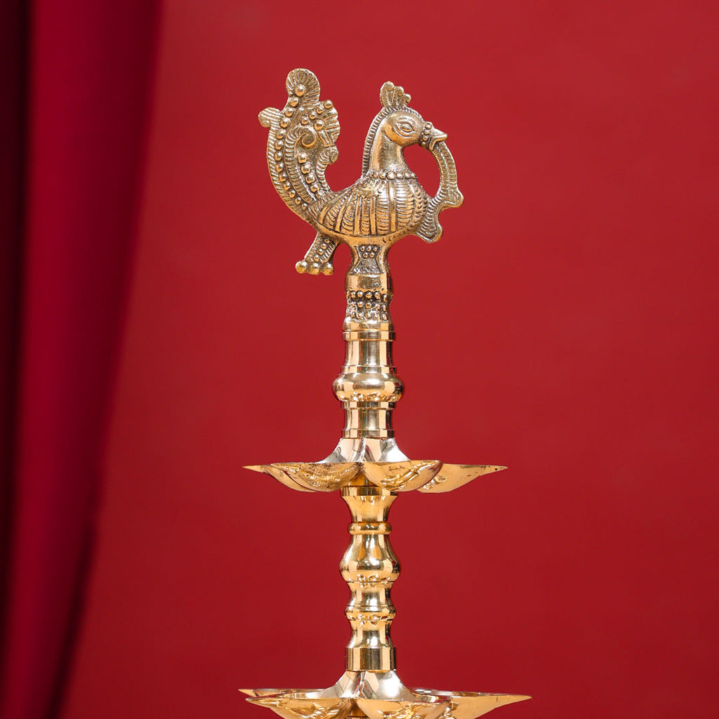 Brass Peacock Three Tier Lamp (21 Inch) Vedansh Craft
