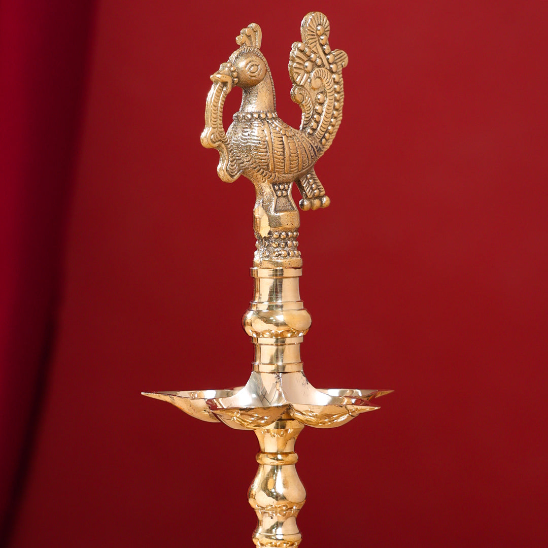 Brass Peacock Three Tier Lamp (21 Inch) Vedansh Craft