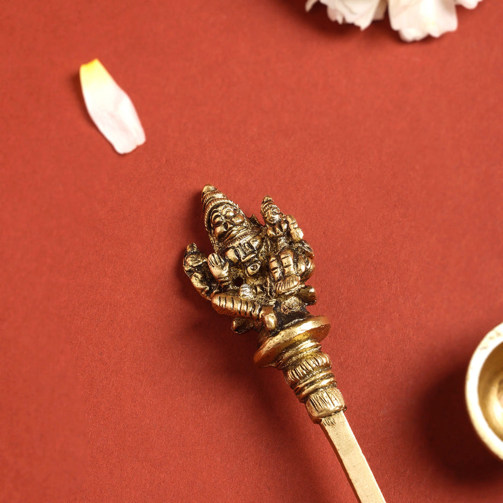 Brass Pooja Ahuti Spoon (6 Inch) Vedansh Craft