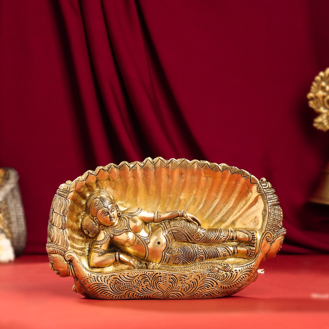 Brass Ten Headed Raavan Behind Devi Seeta (6.5 Inch) Vedansh Craft