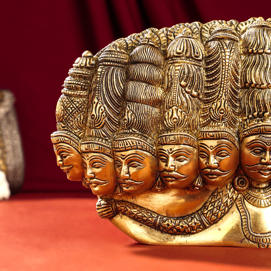 Brass Ten Headed Raavan Behind Devi Seeta (6.5 Inch) Vedansh Craft