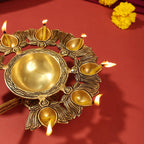 Brass Traditional Sapt Aarti With Handle (10 Inch) Vedansh Craft