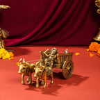 Brass Ganesha With Riddhi & Siddhi Double Bullock Cart (4 Inch) Vedansh Craft
