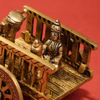 Brass Ganesha With Riddhi & Siddhi Double Bullock Cart (4 Inch) Vedansh Craft
