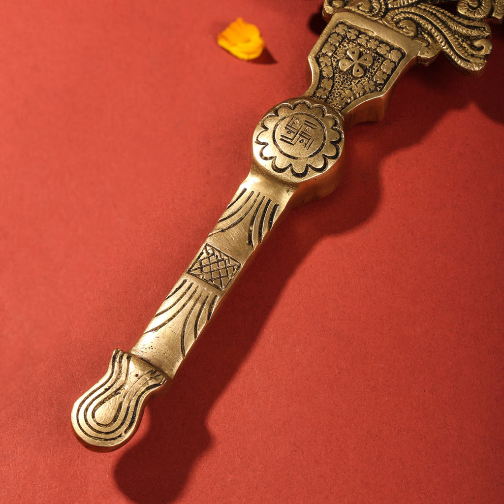 Brass Three Petal Pooja Spoon (13 Inch) Vedansh Craft