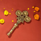Brass Three Petal Pooja Spoon (13 Inch) Vedansh Craft