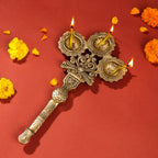 Brass Three Petal Pooja Spoon (13 Inch) Vedansh Craft