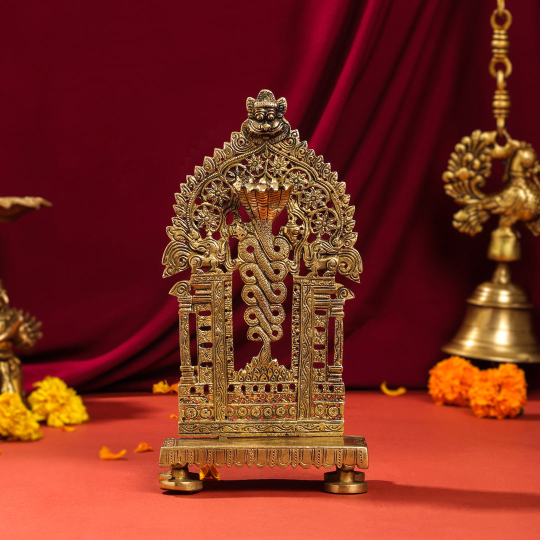Brass Singhasan With Prabhavali Craft (10.5 Inch) Vedansh Craft