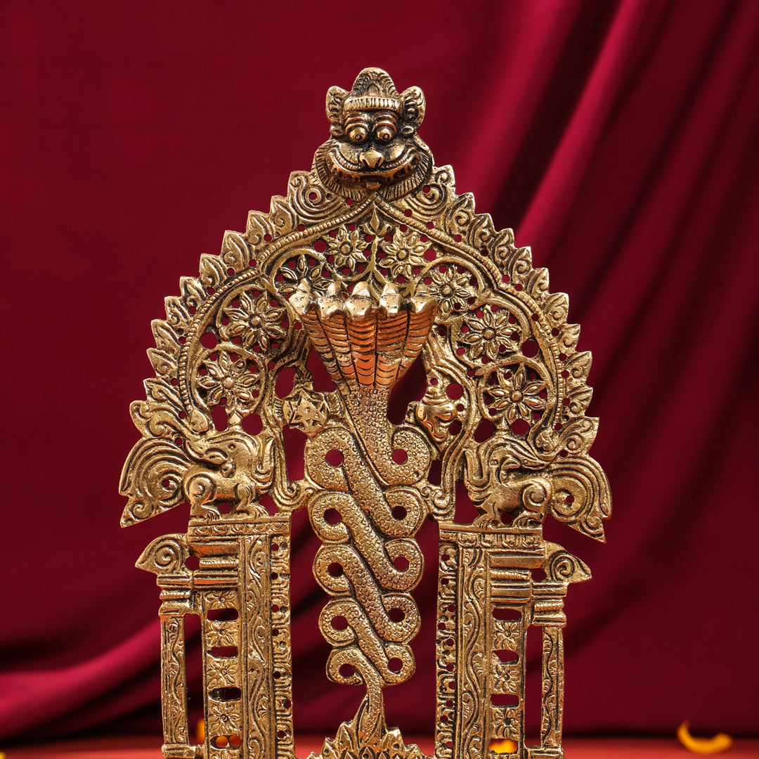 Brass Singhasan With Prabhavali Craft (10.5 Inch) Vedansh Craft