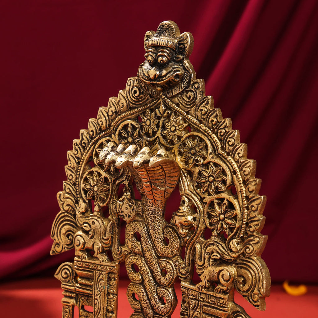Brass Singhasan With Prabhavali Craft (10.5 Inch) Vedansh Craft