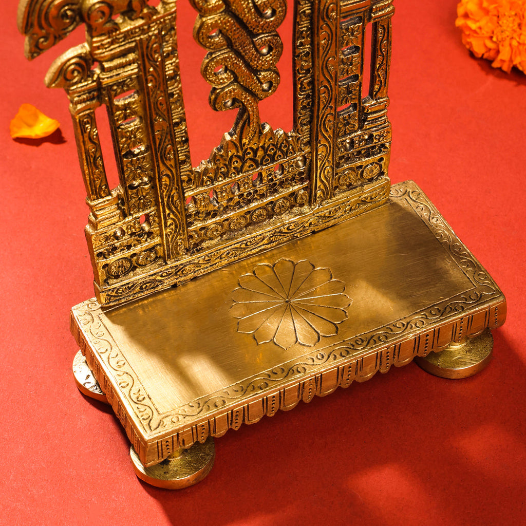 Brass Singhasan With Prabhavali Craft (10.5 Inch) Vedansh Craft