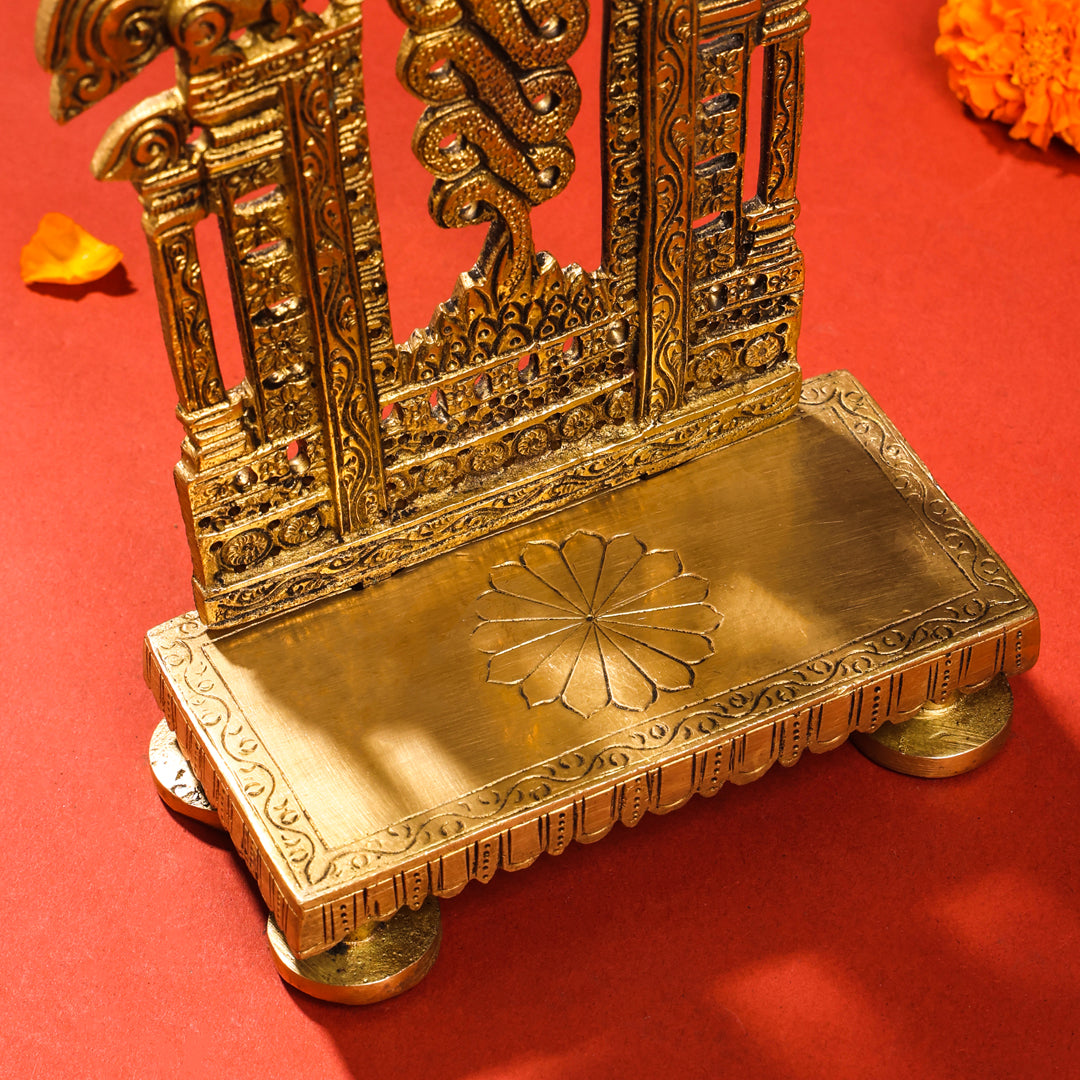 Brass Singhasan With Prabhavali Craft (10.5 Inch) Vedansh Craft