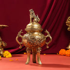 Brass Antique Pot With Lid (9.5 Inch) Vedansh Craft