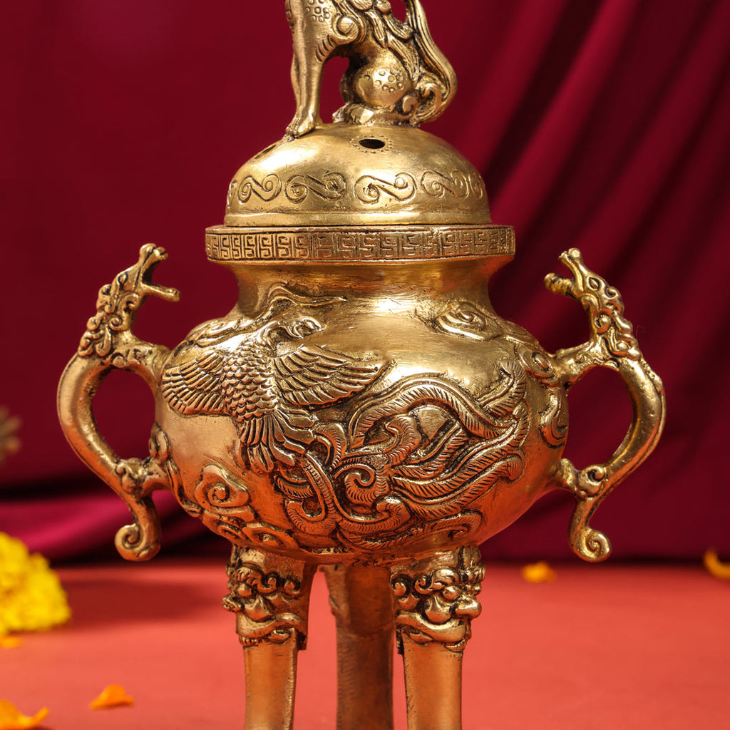 Brass Antique Pot With Lid (9.5 Inch) Vedansh Craft