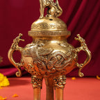 Brass Antique Pot With Lid (9.5 Inch) Vedansh Craft