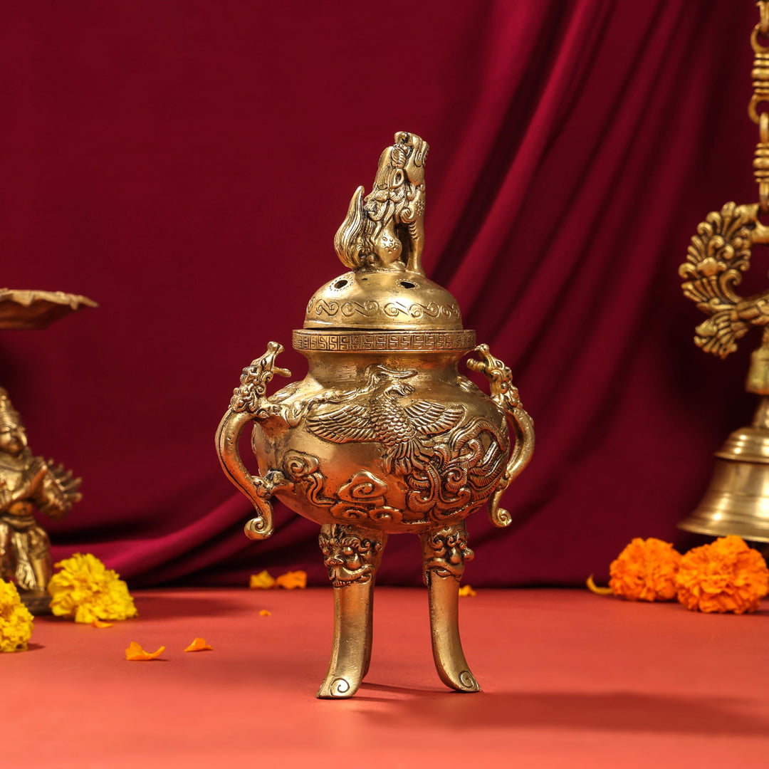 Brass Antique Pot With Lid (9.5 Inch) Vedansh Craft
