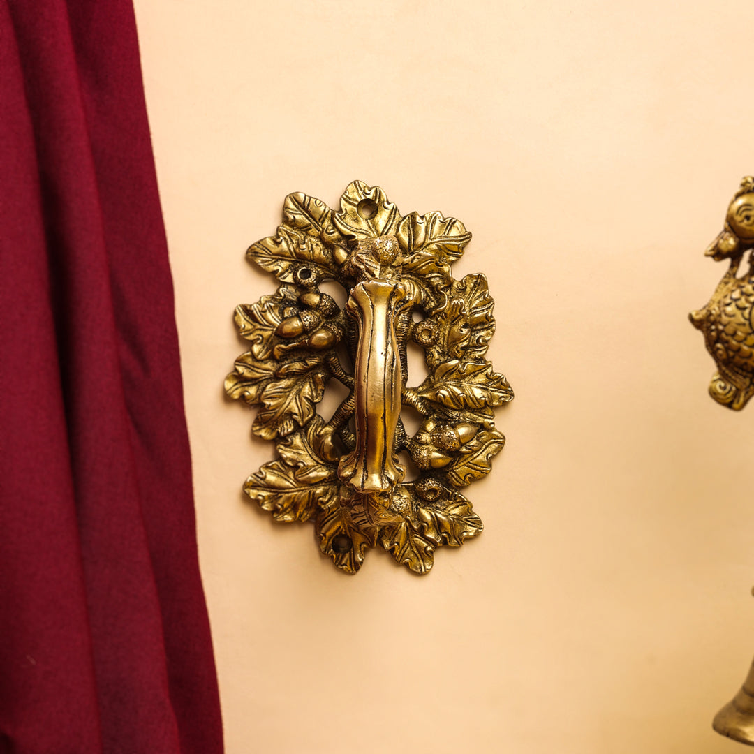 Brass Flower Door Handle (6 Inch) Vedansh Craft