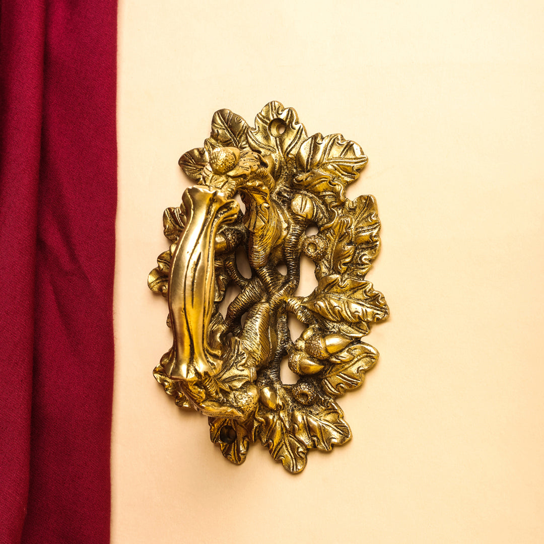 Brass Flower Door Handle (6 Inch) Vedansh Craft