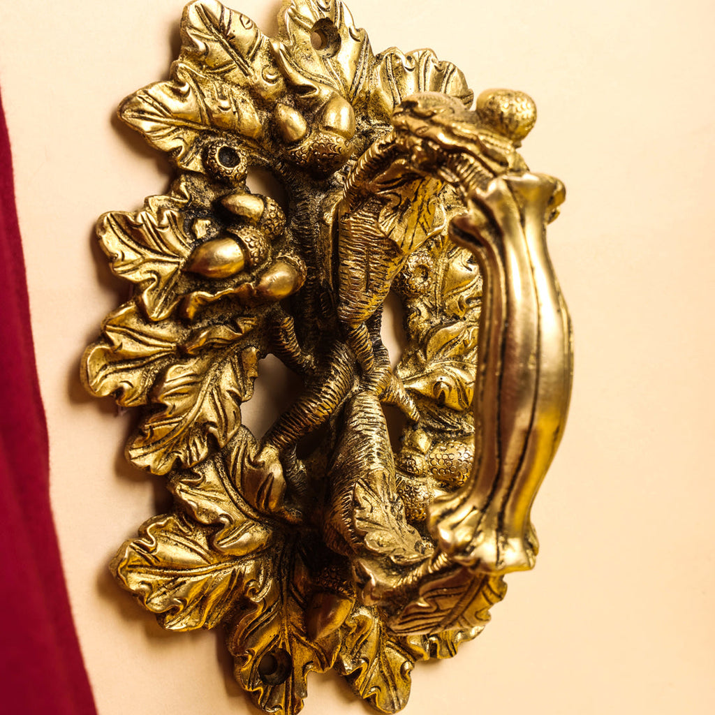 Brass Flower Door Handle (6 Inch) Vedansh Craft