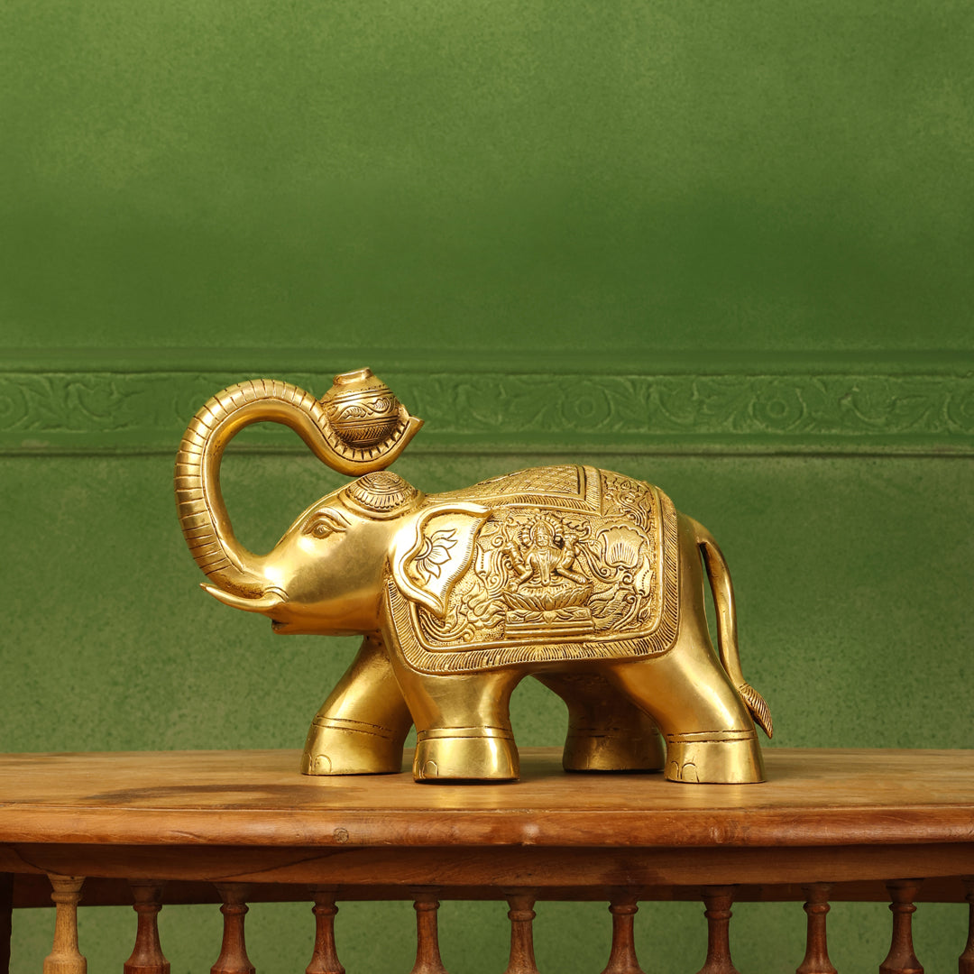 Brass Elephant Royal Statue (8.5 Inch) Vedansh Craft