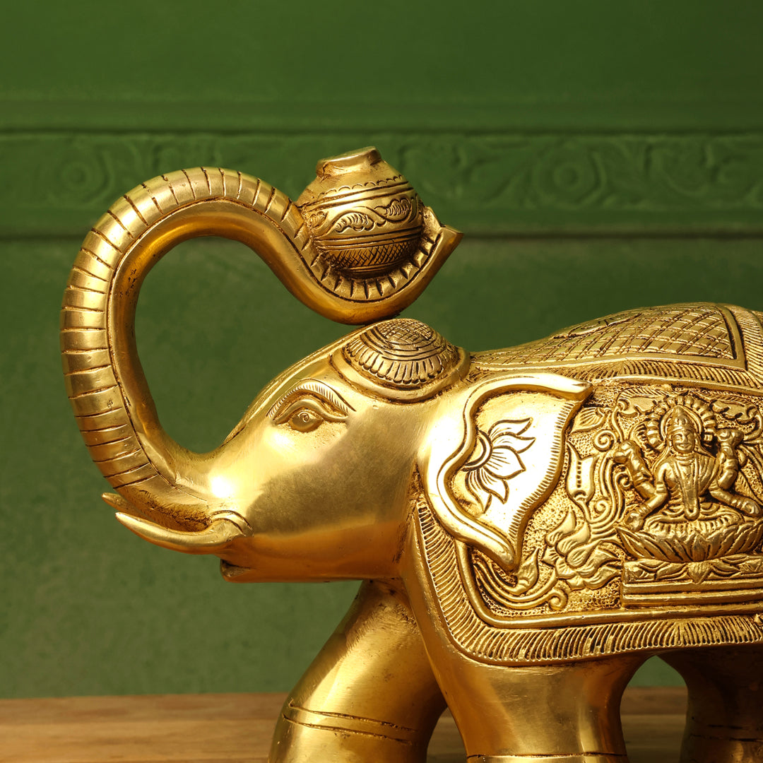 Brass Elephant Royal Statue (8.5 Inch) Vedansh Craft