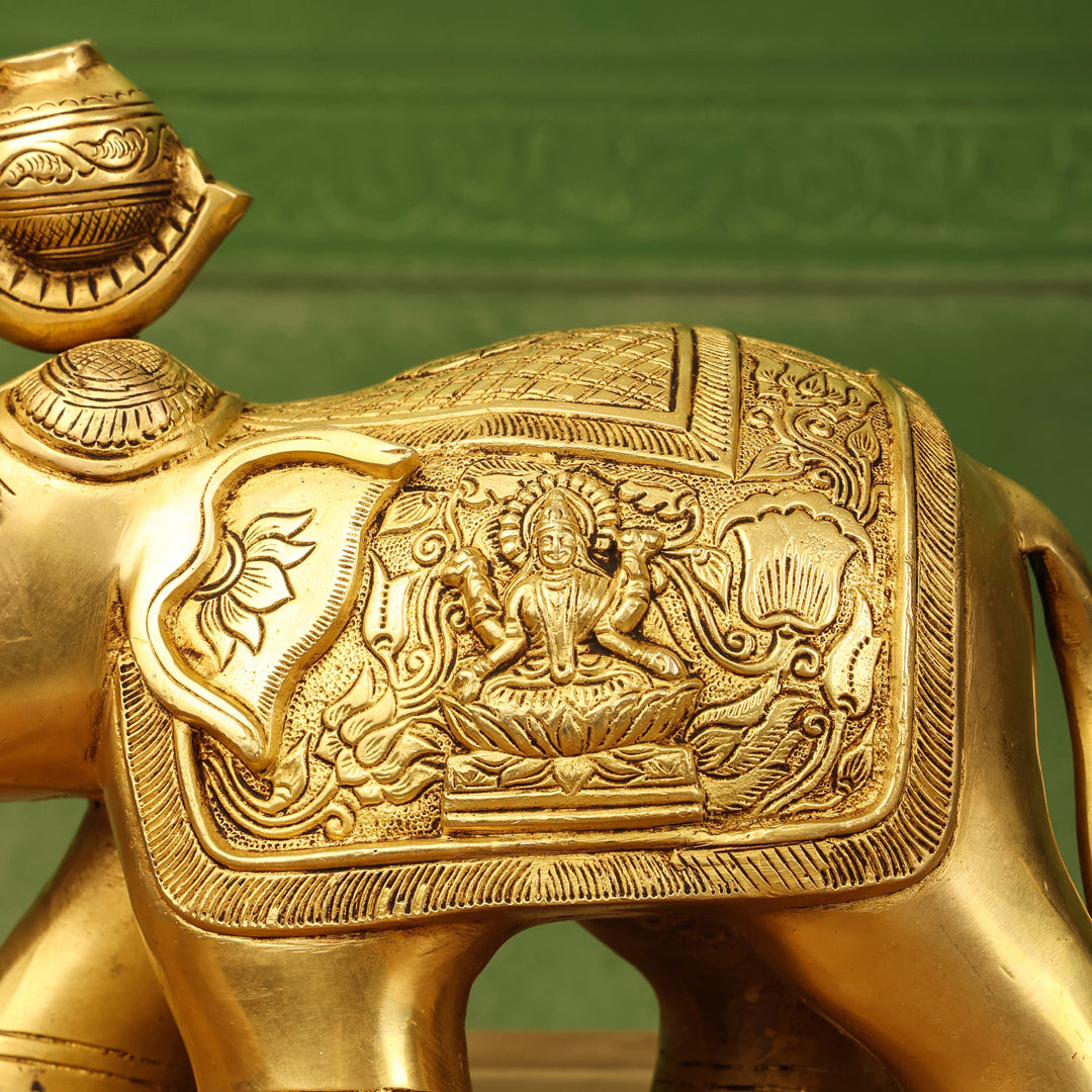 Brass Elephant Royal Statue (8.5 Inch) Vedansh Craft