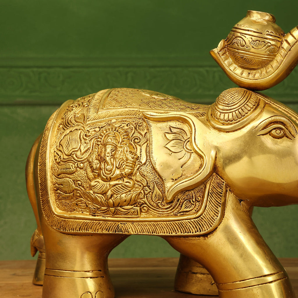 Brass Elephant Royal Statue (8.5 Inch) Vedansh Craft