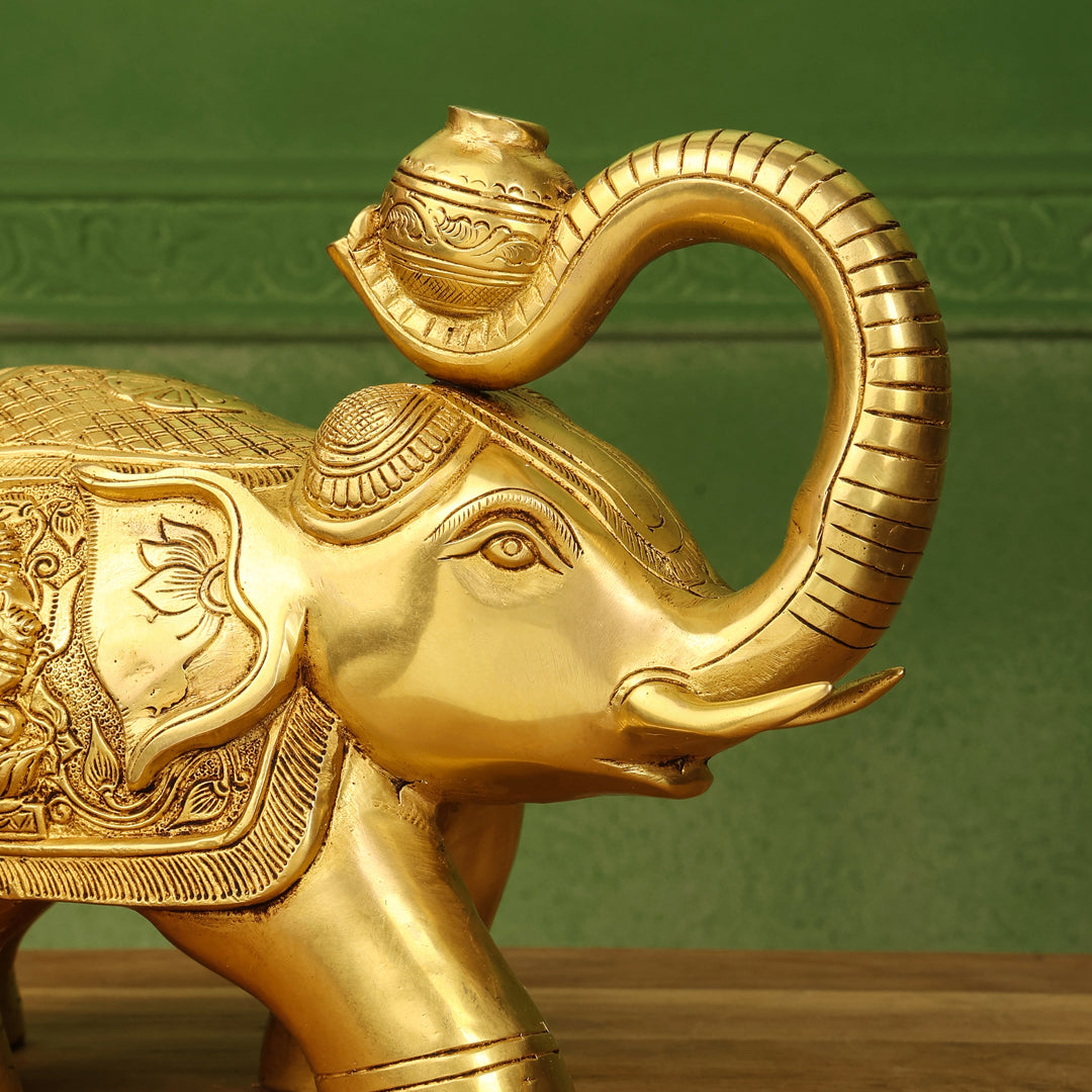 Brass Elephant Royal Statue (8.5 Inch) Vedansh Craft