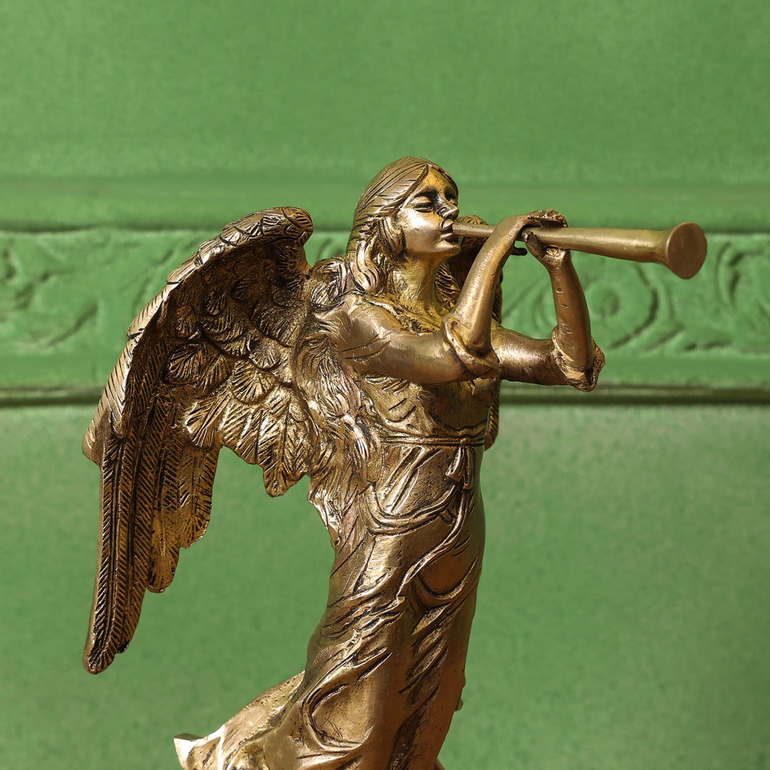 Brass Trumpet Blowing Angel Statue (10 Inch) Vedansh Craft