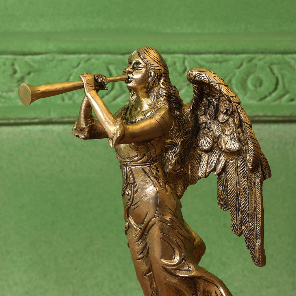 Brass Trumpet Blowing Angel Statue (10 Inch) Vedansh Craft