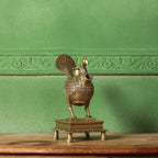 Brass Peacock Hookah Stand (9.5 Inch) Vedansh Craft