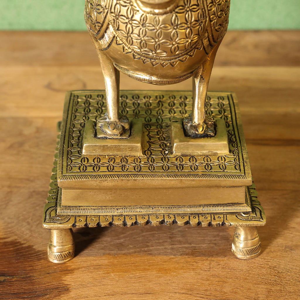 Brass Peacock Hookah Stand (9.5 Inch) Vedansh Craft