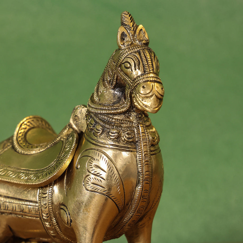 Brass Horse Figurine Money Box (6.2 Inch) Vedansh Craft