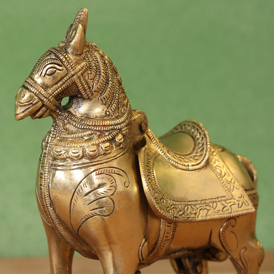 Brass Horse Figurine Money Box (6.2 Inch) Vedansh Craft