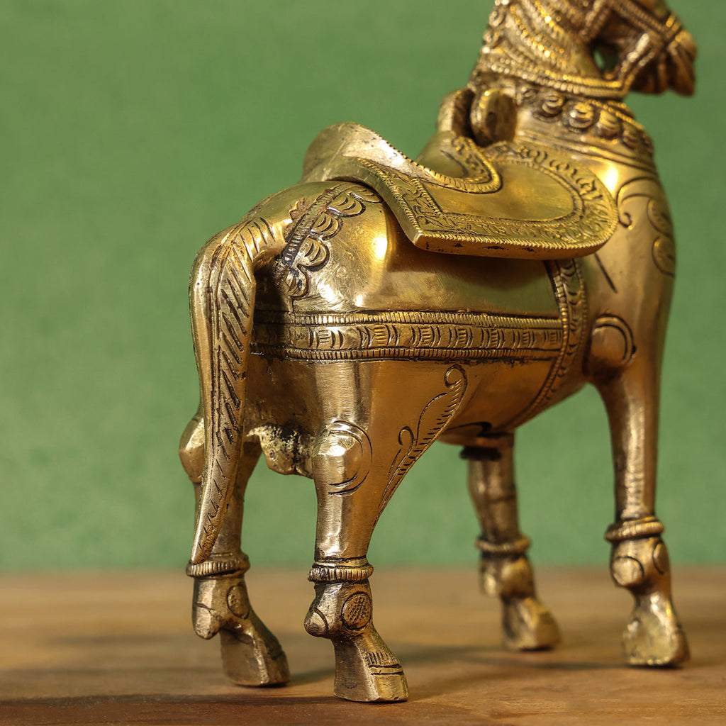 Brass Horse Figurine Money Box (6.2 Inch) Vedansh Craft