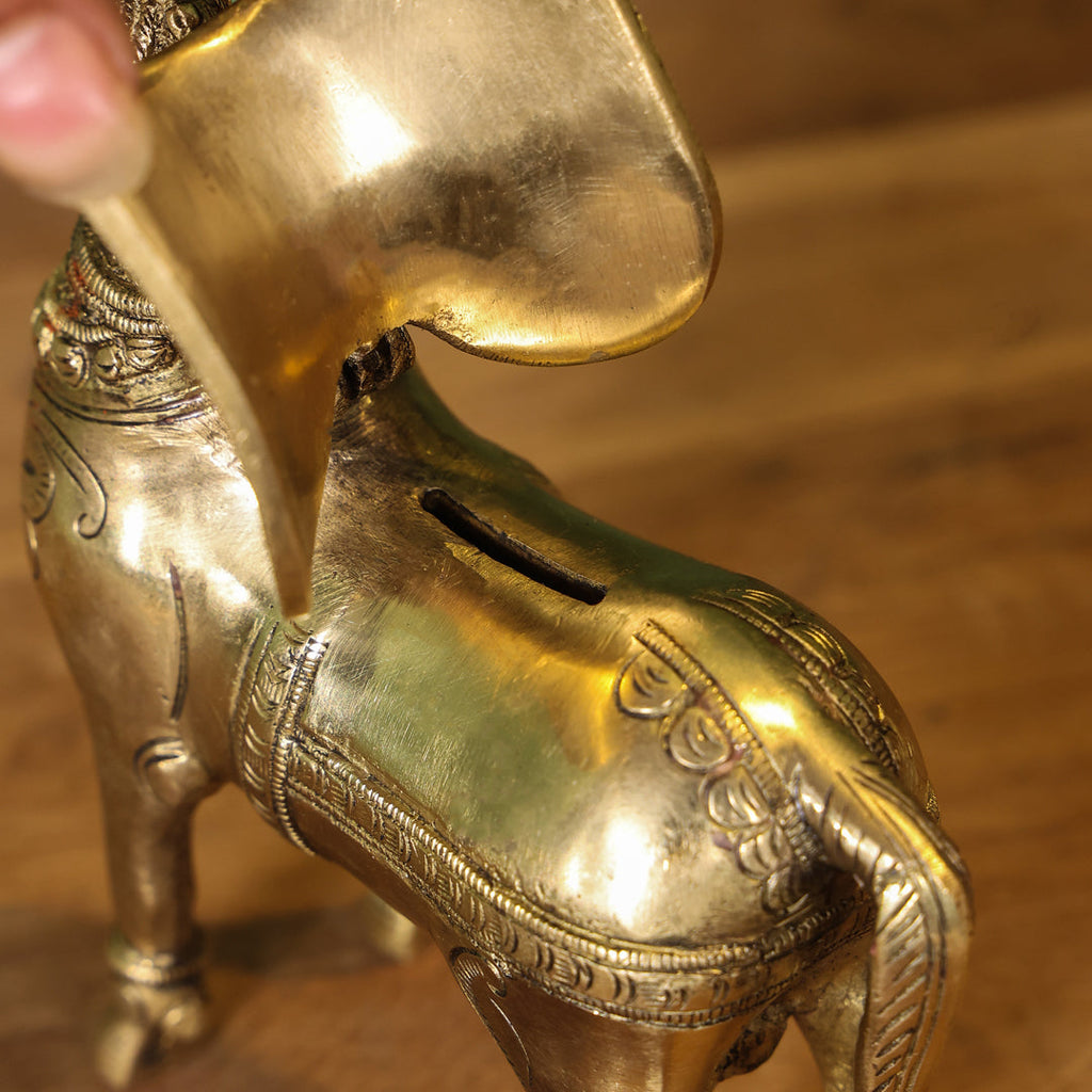Brass Horse Figurine Money Box (6.2 Inch) Vedansh Craft