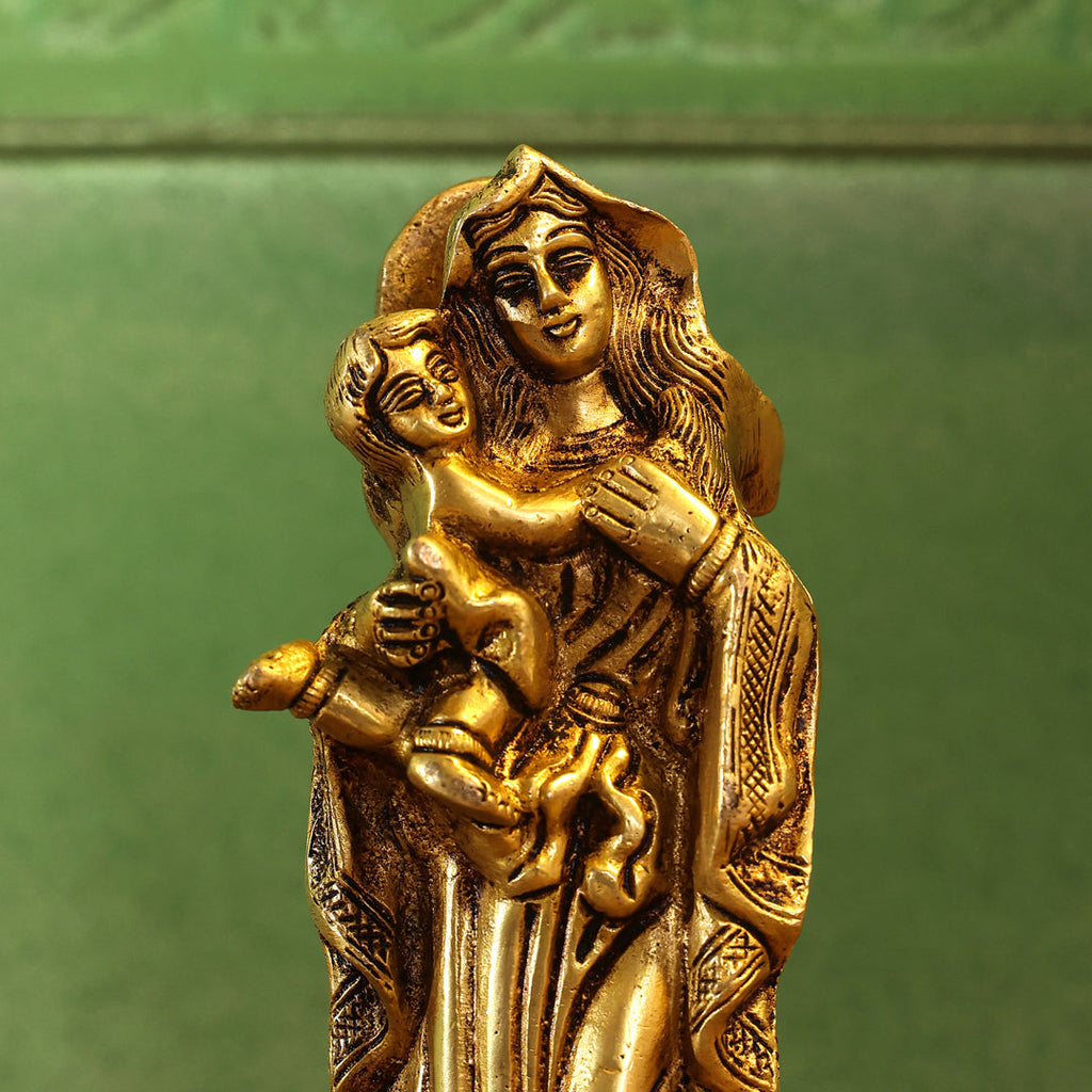 Brass Mother Mary With Baby Jesus Brass Statue (7.5 Inch) Vedansh Craft