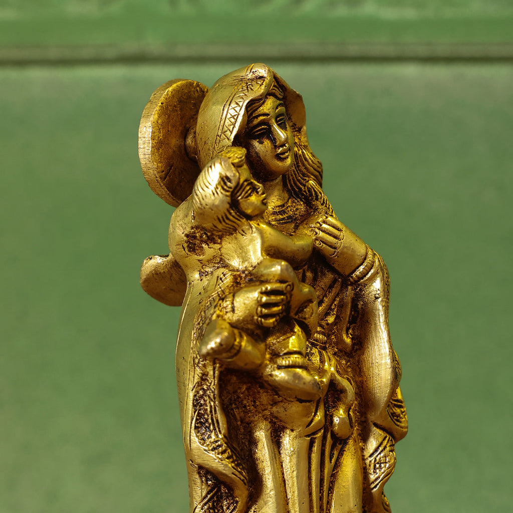 Brass Mother Mary With Baby Jesus Brass Statue (7.5 Inch) Vedansh Craft