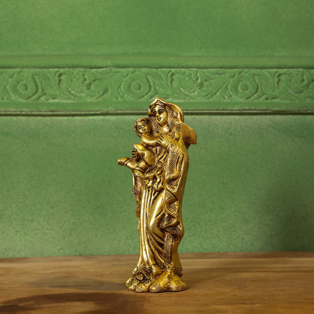 Brass Mother Mary With Baby Jesus Brass Statue (7.5 Inch) Vedansh Craft