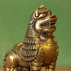 Brass Sitting Lion Yali/kirtimukha Statue (5 Inch) Vedansh Craft