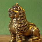 Brass Sitting Lion Yali/kirtimukha Statue (5 Inch) Vedansh Craft