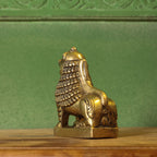 Brass Sitting Lion Yali/kirtimukha Statue (5 Inch) Vedansh Craft